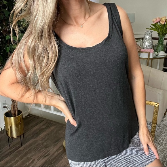 Lafayette 148 Women’s Dark Gray Loose Fit Low Cut Tank Top Tee Shirt Size XL - Picture 4 of 9